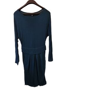 Asos green  long-sleeve crew-neck slim fit midi dress